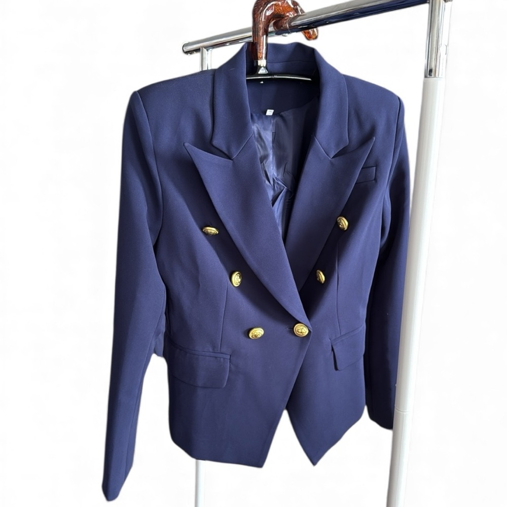 Stylish Blue Blazer with Gold Buttons